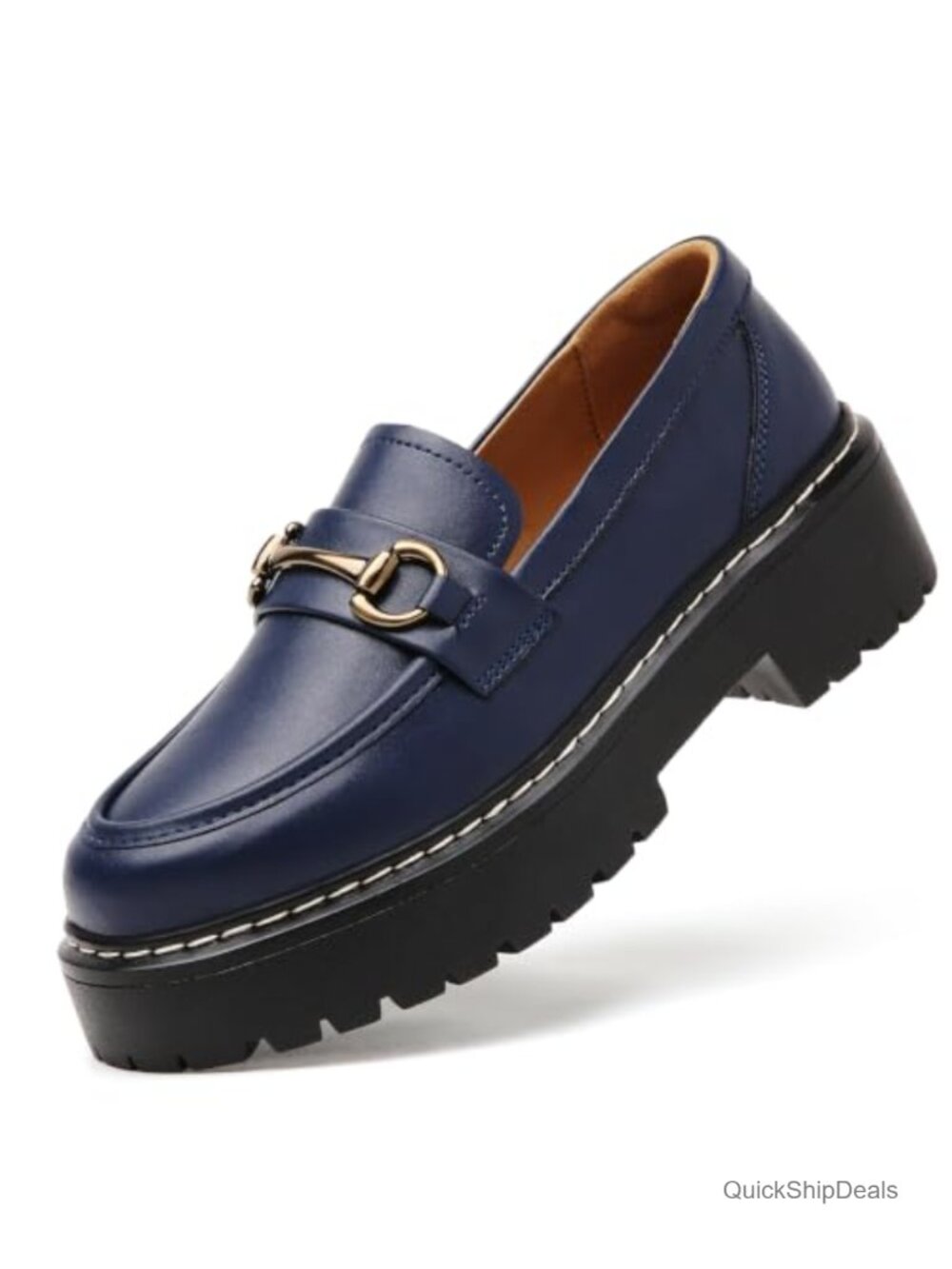 Chunky Platform Penny Loafers Leather Non Slip Women's Shoes